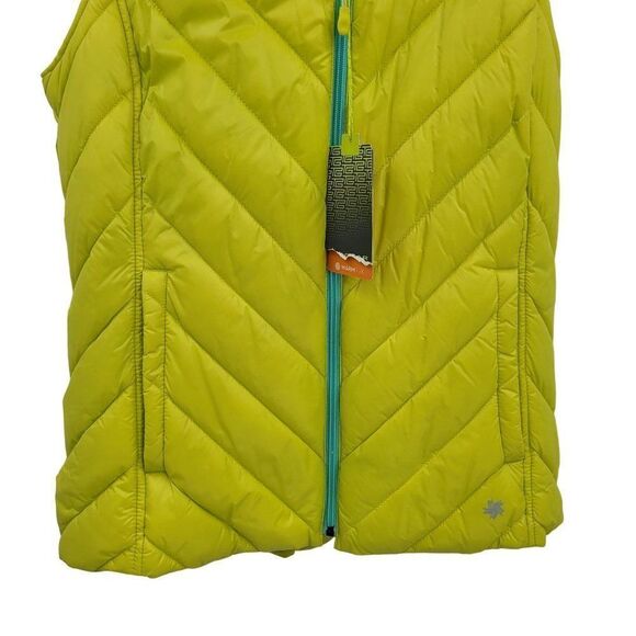 Tek Gear Puffer Vest‎ M Chartreuse Quilted Contrasting Hood Zip Pockets Gorpcore - Picture 9 of 12